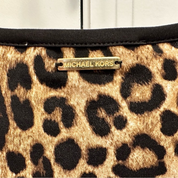 Michael Kors Cheetah Print Matte Jersey Flounce Sleeve A-Line Dress SZ XL - Picture 7 of 8